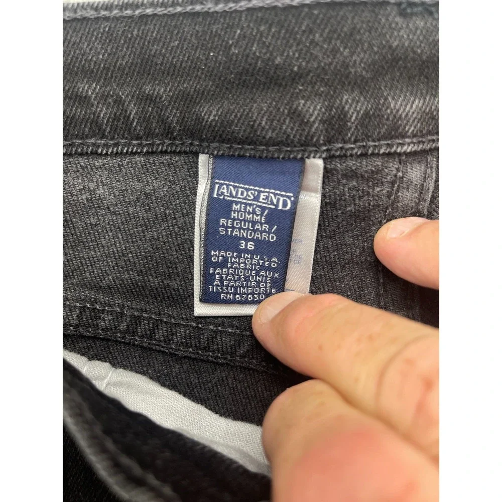 Lands' End Men's‎ Jeans 36x30 Black Denim Cotton Blend Tapered Made in USA
